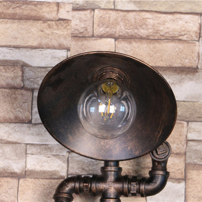 Industrial Dome Pipe Iron 1-Light Wall Sconce Lamp