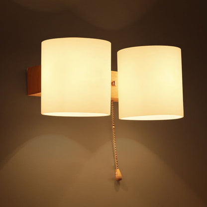 Warm Rubber Wood Glass 1/2 Light Wall Sconce Lamp