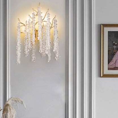 Light Luxury Tree Branch Crystal 3-Light Wall Sconce Lamp