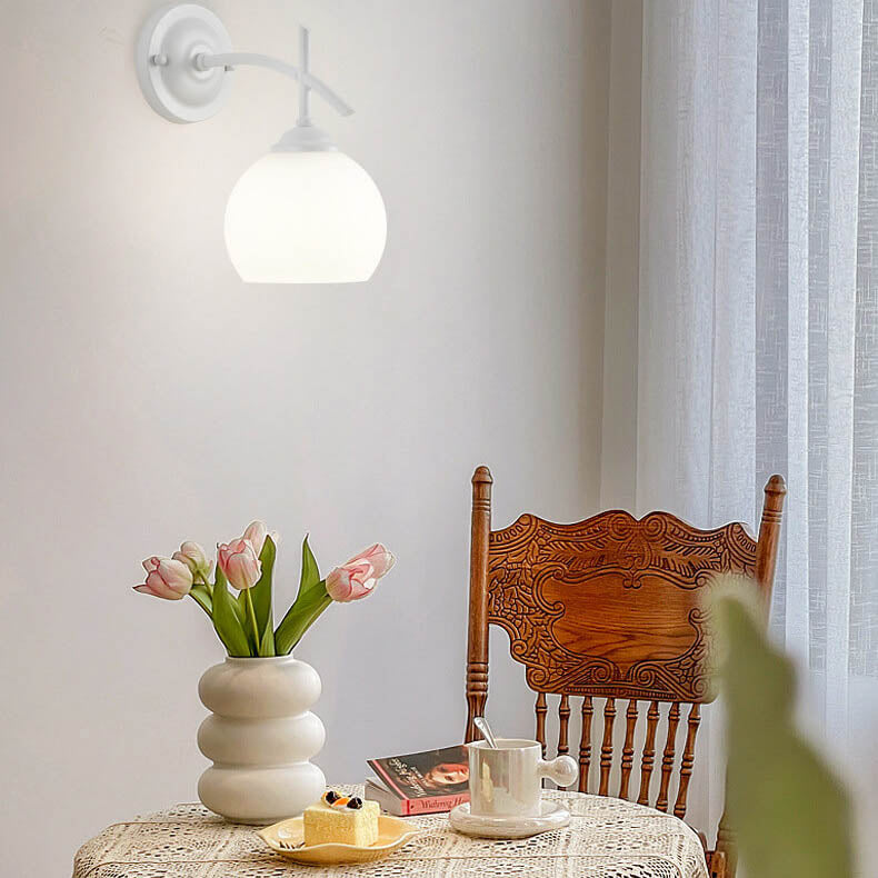 Modern Art Deco Round Glass Metal 1-Light Wall Sconce Lamp