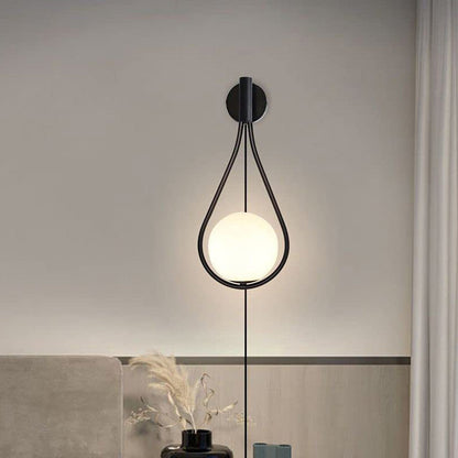 Teardrop Round Ball Iron Glass 1-Light Wall Sconce Lamp