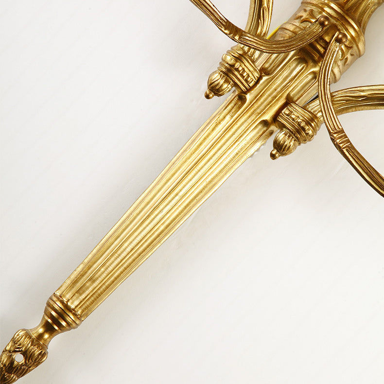 European Brass Candle Candleholder 2-Light Wall Sconce Lamp
