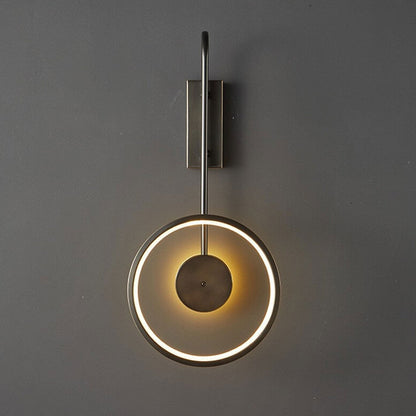 Light Full Copper Circle Curved Arm LED Wall Sconce Lamp