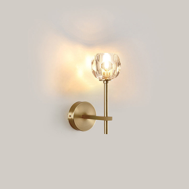 Modern Luxury Bowl Steel Crystal 1/2-Light Wall Sconce Lamp