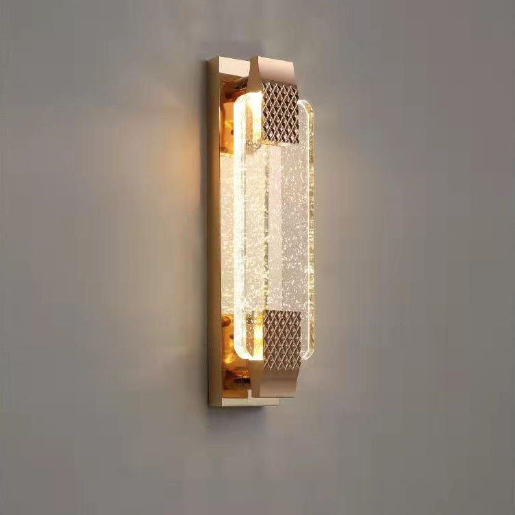Light Gold Bubble Crystal Rectangular LED Wall Sconce Lamp