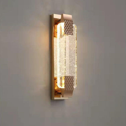 Light Gold Bubble Crystal Rectangular LED Wall Sconce Lamp