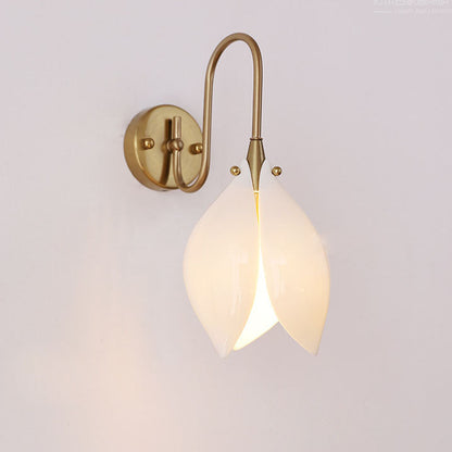 Ceramic Flower Shape Iron Frame 1-Light Wall Sconce Lamp