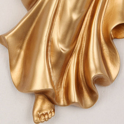 European Resin Glass Angel Statue 1-Light Wall Sconce Lamp