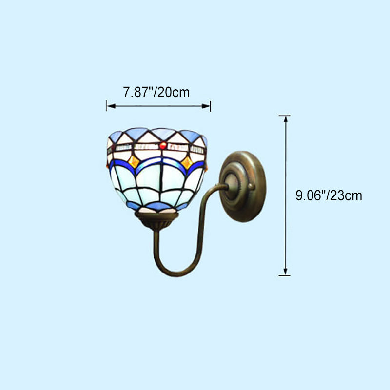 Tiffany Resin Glass Flower Shape 1-Light Wall Sconce Lamp