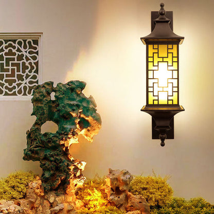 Chinese Cage Waterproof 1-Light Outdoor Wall Sconce Lamp