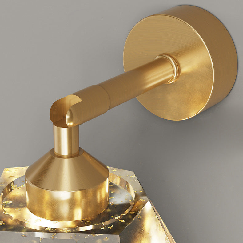 Full Gold Leaf Ink Painting Shade LED Wall Sconce Lamp