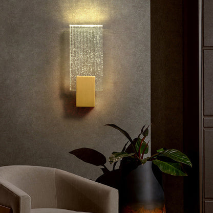 Minimalist Rectangular Copper Crystal LED Wall Sconce Lamp