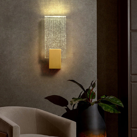 Minimalist Rectangular Copper Crystal LED Wall Sconce Lamp