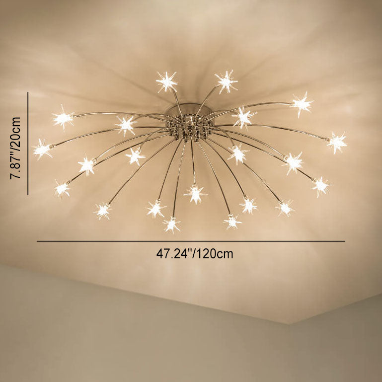 Contemporary Creative Full Of Star Iron 12/21/28 Light Flush Mount Ceiling Light For Living Room