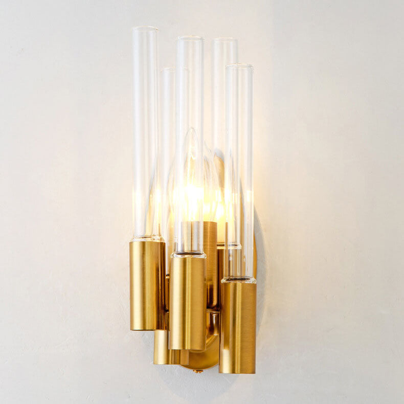Light Wrought Iron Long Tube 1-Light Wall Sconce Lamp