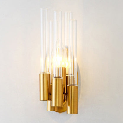 Light Wrought Iron Long Tube 1-Light Wall Sconce Lamp