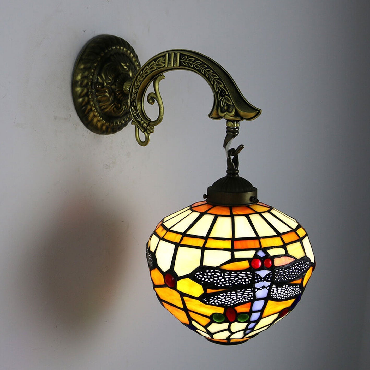Tiffany Globe Stained Glass 1-Light Wall Sconce Lamp
