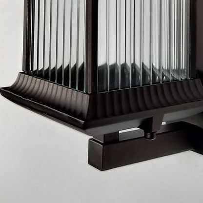 Square Glass 1-Light Outdoor Waterproof Wall Sconce Lamp