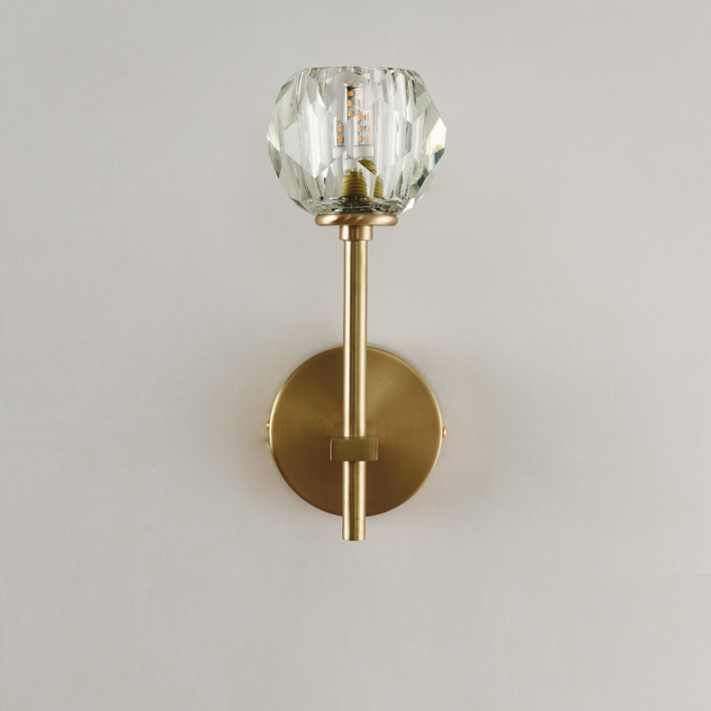 Modern Luxury Bowl Steel Crystal 1/2-Light Wall Sconce Lamp