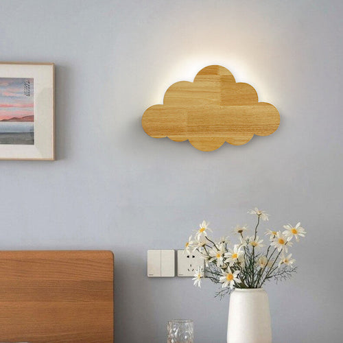 Nordic Minimalist Cloud Wood 1-Light Wall Sconce Lamp
