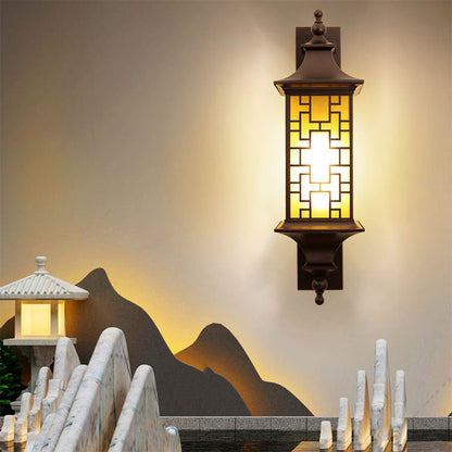 Chinese Cage Waterproof 1-Light Outdoor Wall Sconce Lamp