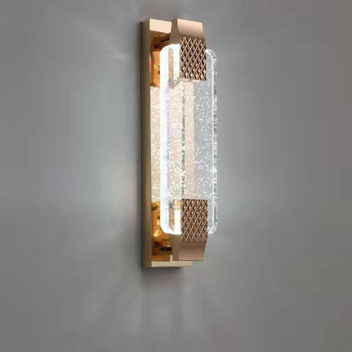 Light Gold Bubble Crystal Rectangular LED Wall Sconce Lamp