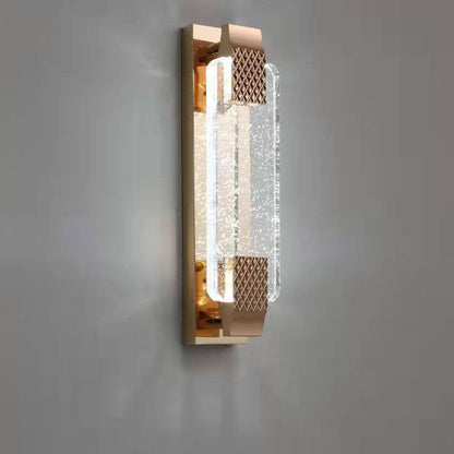 Light Gold Bubble Crystal Rectangular LED Wall Sconce Lamp