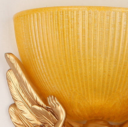 European Resin Glass Angel Statue 1-Light Wall Sconce Lamp