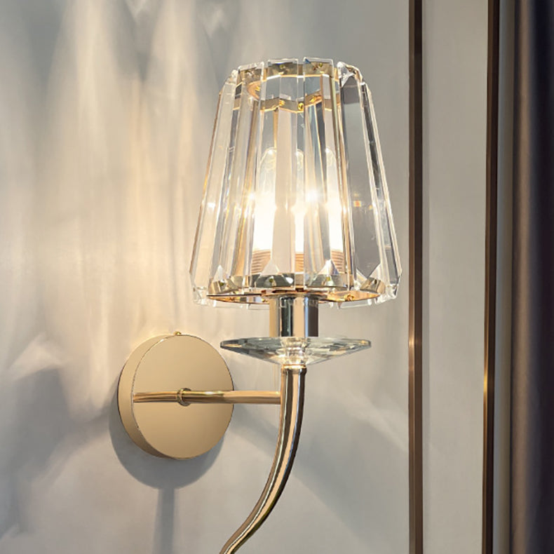 Metal Steel Crystal Ball Cylinder 1-Light Wall Sconce Lamp