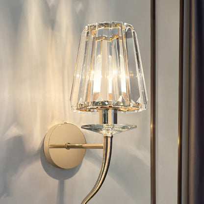 Metal Steel Crystal Ball Cylinder 1-Light Wall Sconce Lamp