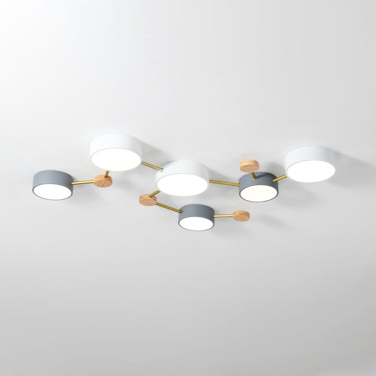 Scandinavian Solid Wood Iron LED Flush Mount Ceiling Light