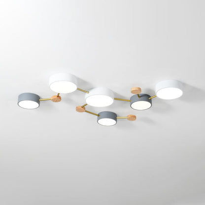 Scandinavian Solid Wood Iron LED Flush Mount Ceiling Light