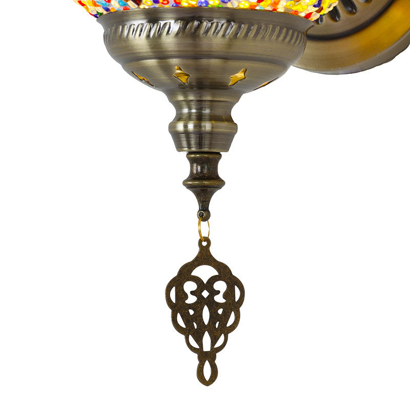 Retro Iron Glass Mosaic Globe 1-Light Wall Sconce Lamp