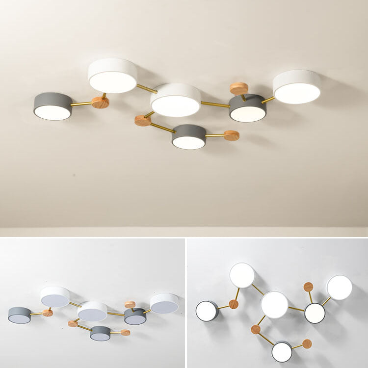 Scandinavian Solid Wood Iron LED Flush Mount Ceiling Light