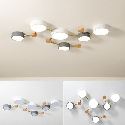 Scandinavian Solid Wood Iron LED Flush Mount Ceiling Light