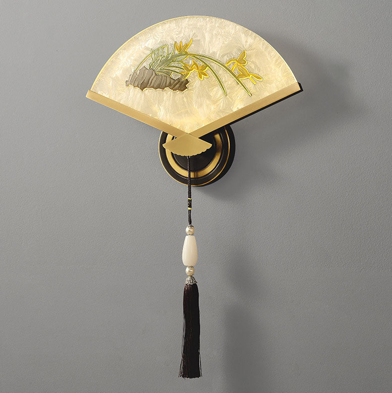 Chinese Copper Magnesium Acrylic LED Wall Sconce Lamp