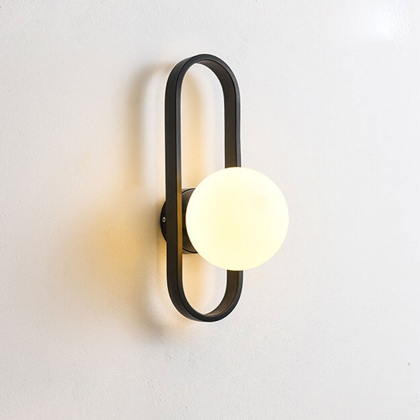 Minimalist Oval Ring Iron Glass 1-Light Wall Sconce Lamp