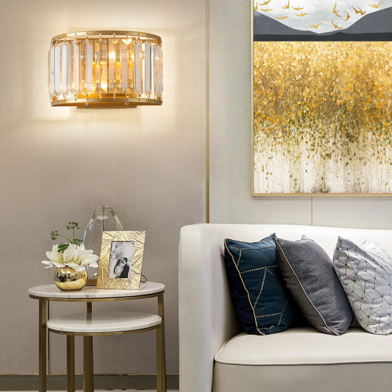 Light Minimalist Iron Crystal 2-Light Wall Sconce Lamp