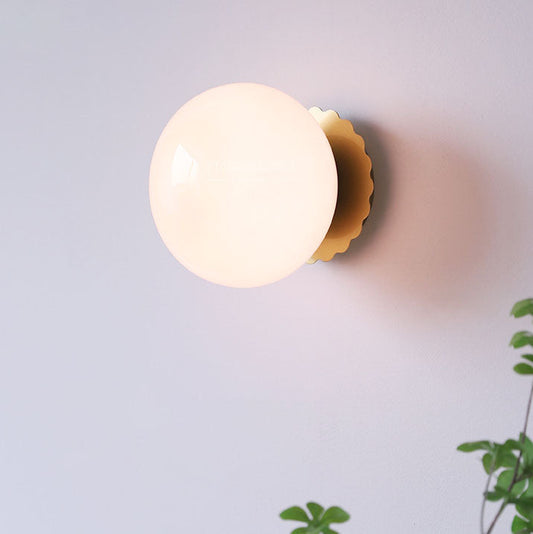 Minimalist Iron Glass Round Head 1-Light Wall Sconce Lamp
