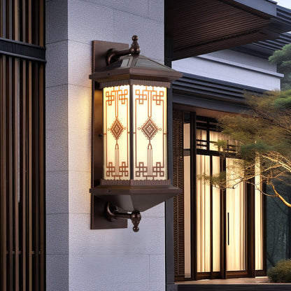 Chinese Knot Pattern LED Waterproof Solar Wall Sconce Lamp