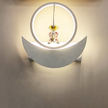 Resin Round Iron Aluminum Shade LED Kids Wall Sconce Lamp