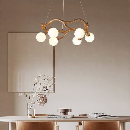 Round Tree Branch Hardware Glass 6/8/10/12 Light Chandelier