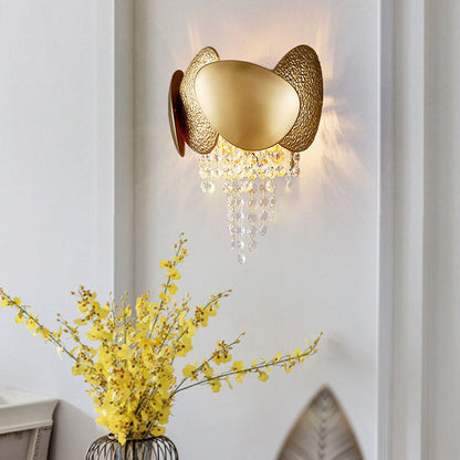 Irregular Oval Piece Iron Crystal 2-Light Wall Sconce Lamp