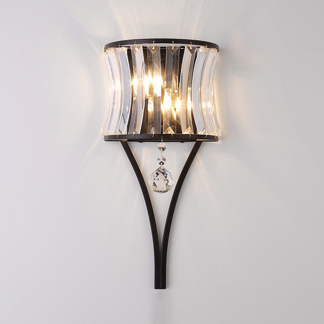 Half Triangle Iron Crystal 1-Light Wall Sconce Lamp