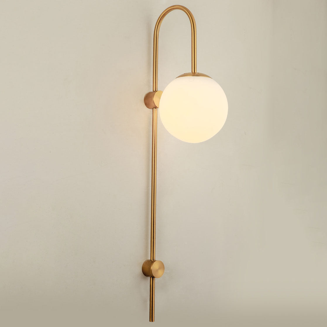 Iron Glass Round Ball Long Pole 1-Light Wall Sconce Lamp