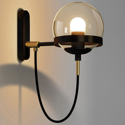 Round Electroplated Copper Glass 1-Light Wall Sconce Lamp
