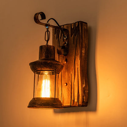 Cast Iron Wall Light with Glass Shade