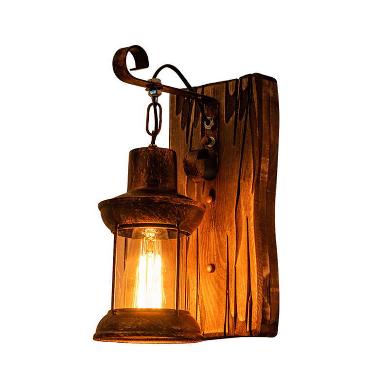 Cast Iron Wall Light with Glass Shade