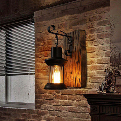 Cast Iron Wall Light with Glass Shade