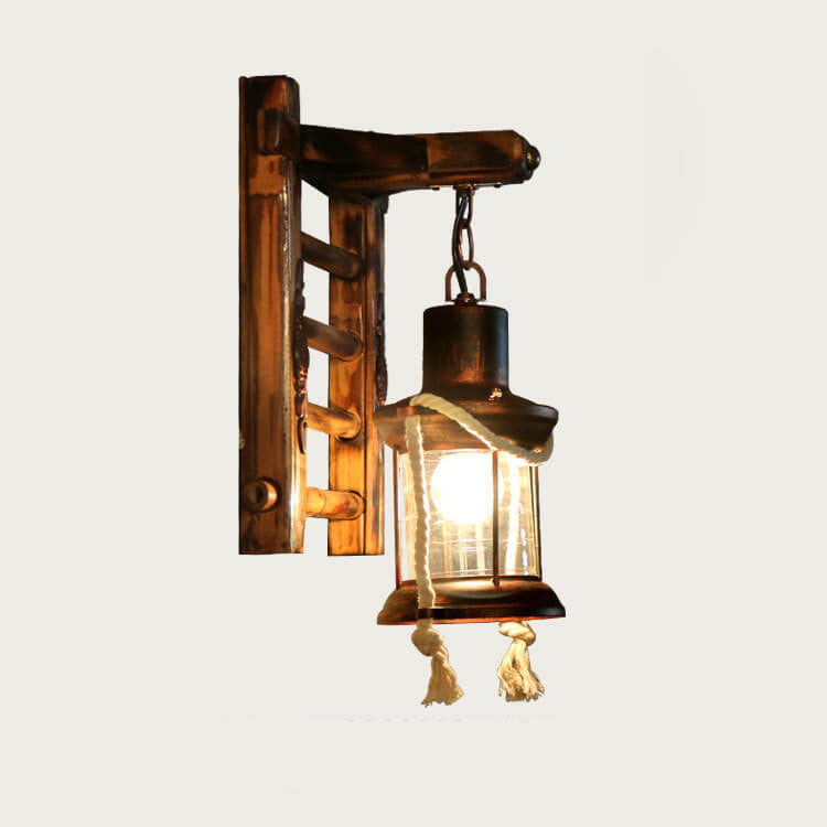 Kerosene Bamboo Weaving Base 1-Light Wall Sconce Lamp